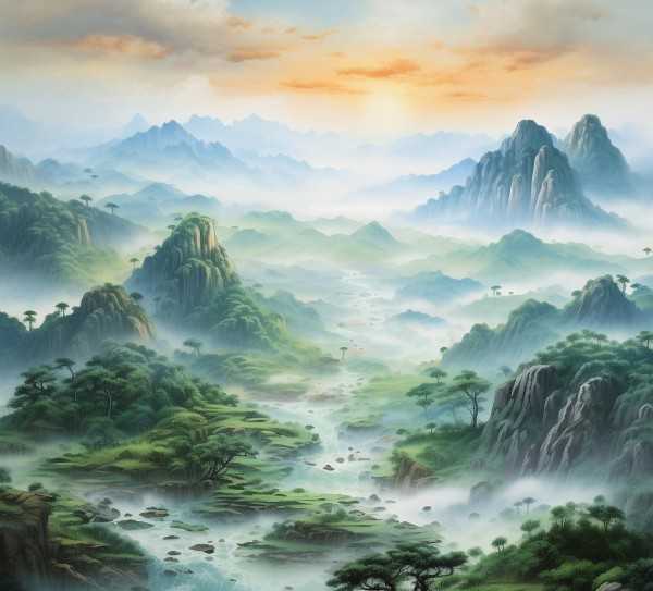 成语绘景，山水画卷中的成语韵味,山水画卷，探寻比喻风景的成语之美,成语,比喻,第1张